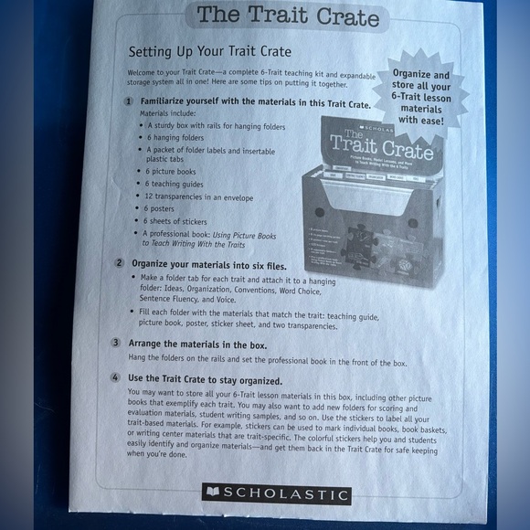 Scholastic Trait Crate Kit Teaching 6 Traits of Writing inc. lessons/guide Gr 5 - Picture 3 of 12